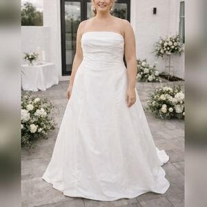 Pallas Athena Y2K White Strapless Satin A-Line Wedding Dress sz 18W